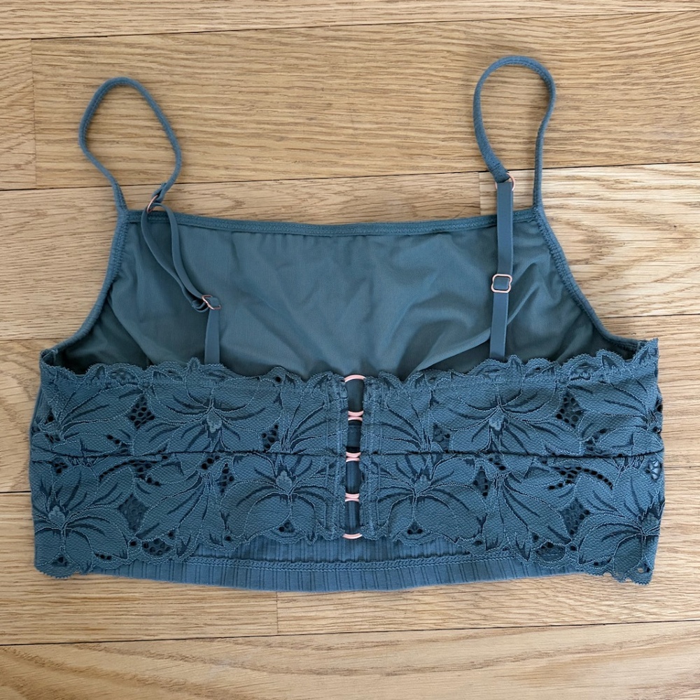 Aerie Real Good Lace Back Ribbed Bralette/Crop Top size S
